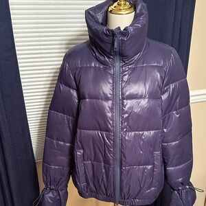 LOFT Shiny Purple Puffer Jacket